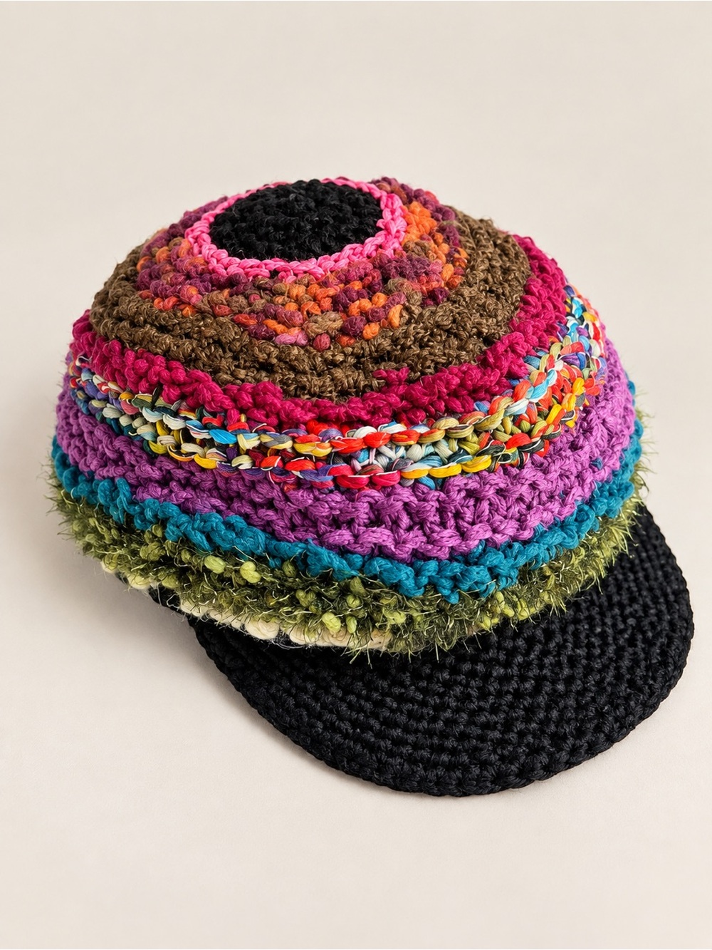 Steve Madden Womens Wool Crochet Knit Hat Bohemian Festival Fairy Grunge